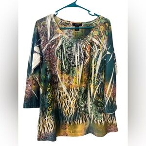 Kaktus Y2K Multicolor Bohemian Paisley Wimsigoth Blouse Size Large